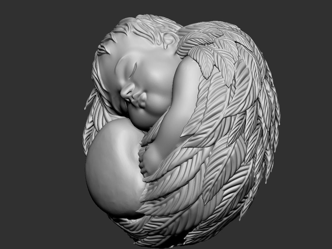 sleeping cupid 3D print model_3