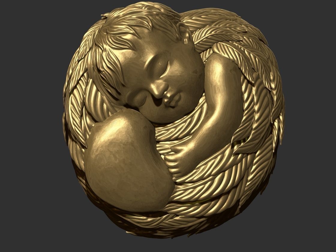 sleeping cupid 3D print model_1