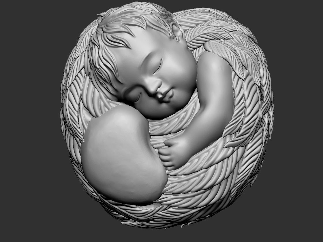 sleeping cupid 3D print model_2