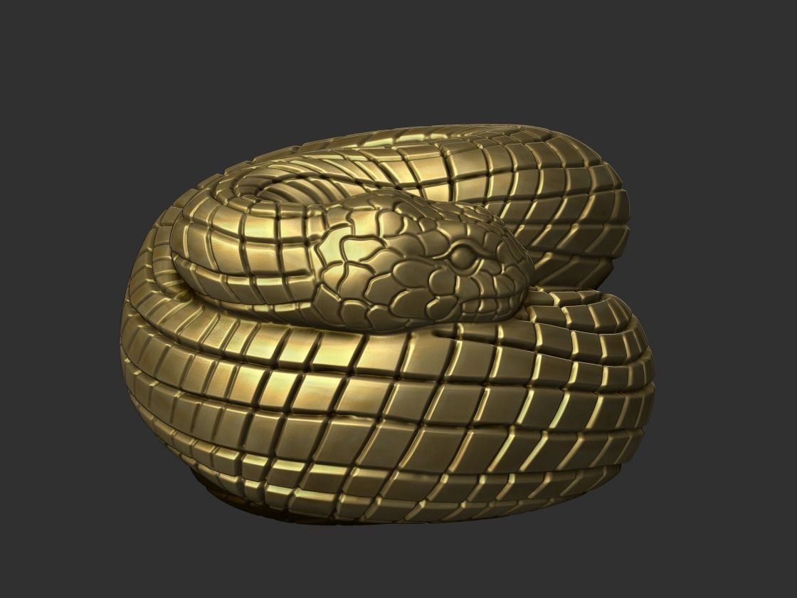 snake golden 3D print model_1