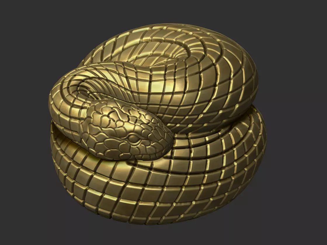 snake golden 3D print model_0