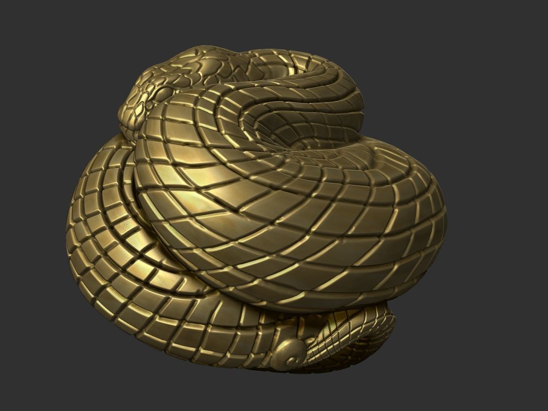 snake golden 3D print model_2