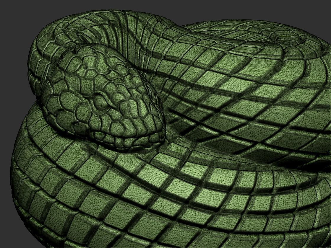 snake golden 3D print model_7