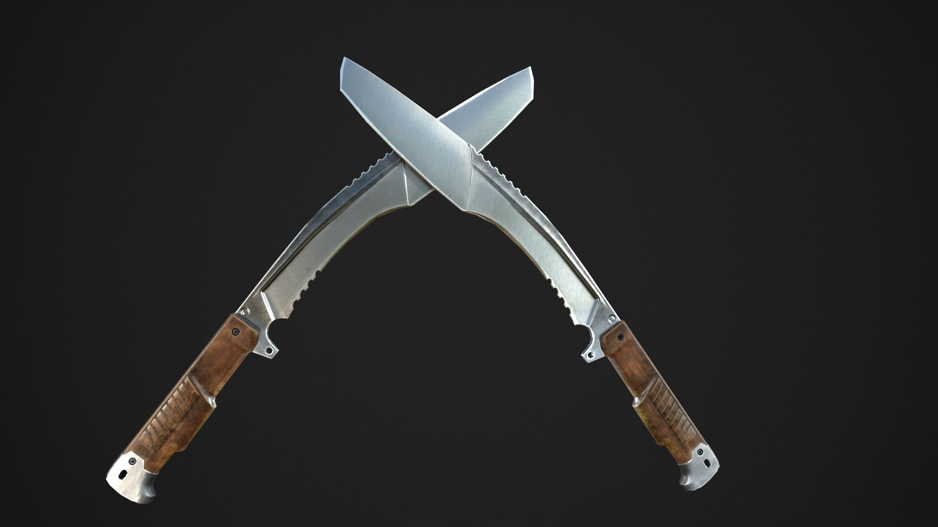 Kukri Knife Low Poly PBR Low-poly 3D model_9