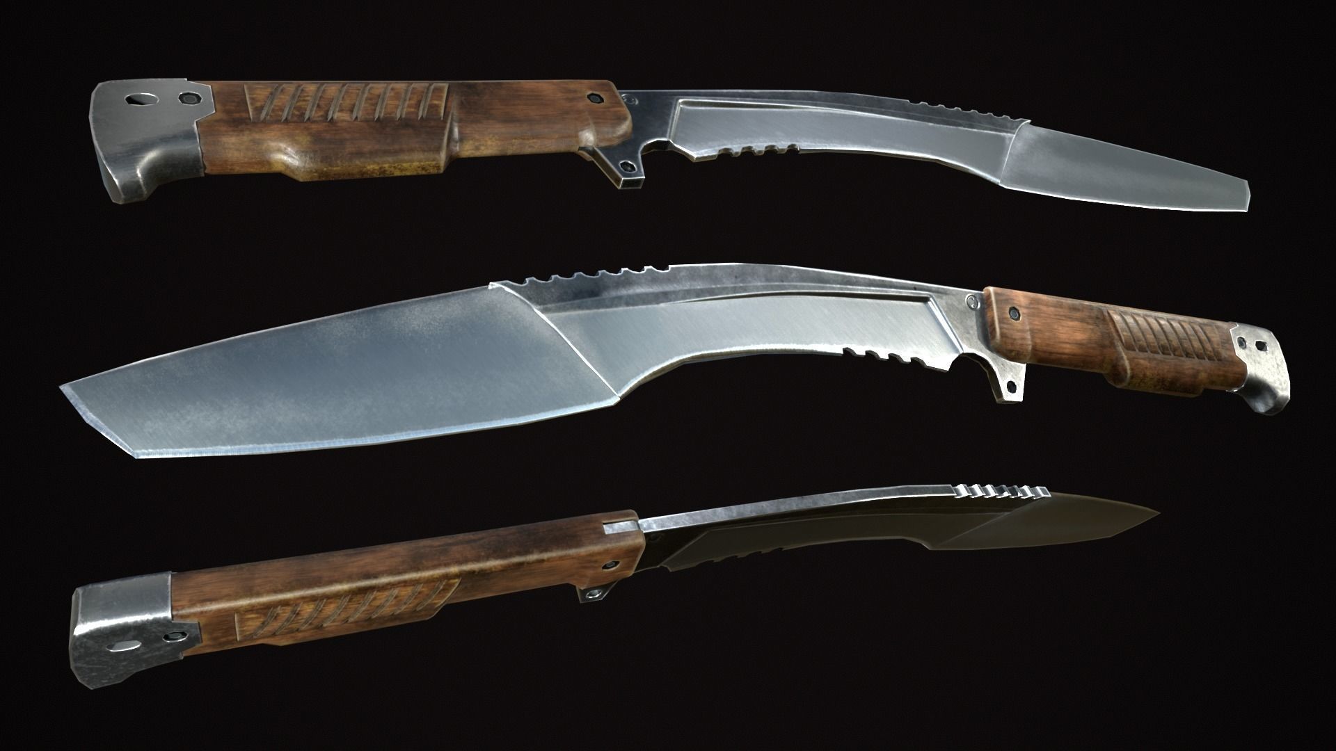 Kukri Knife Low Poly PBR Low-poly 3D model_10
