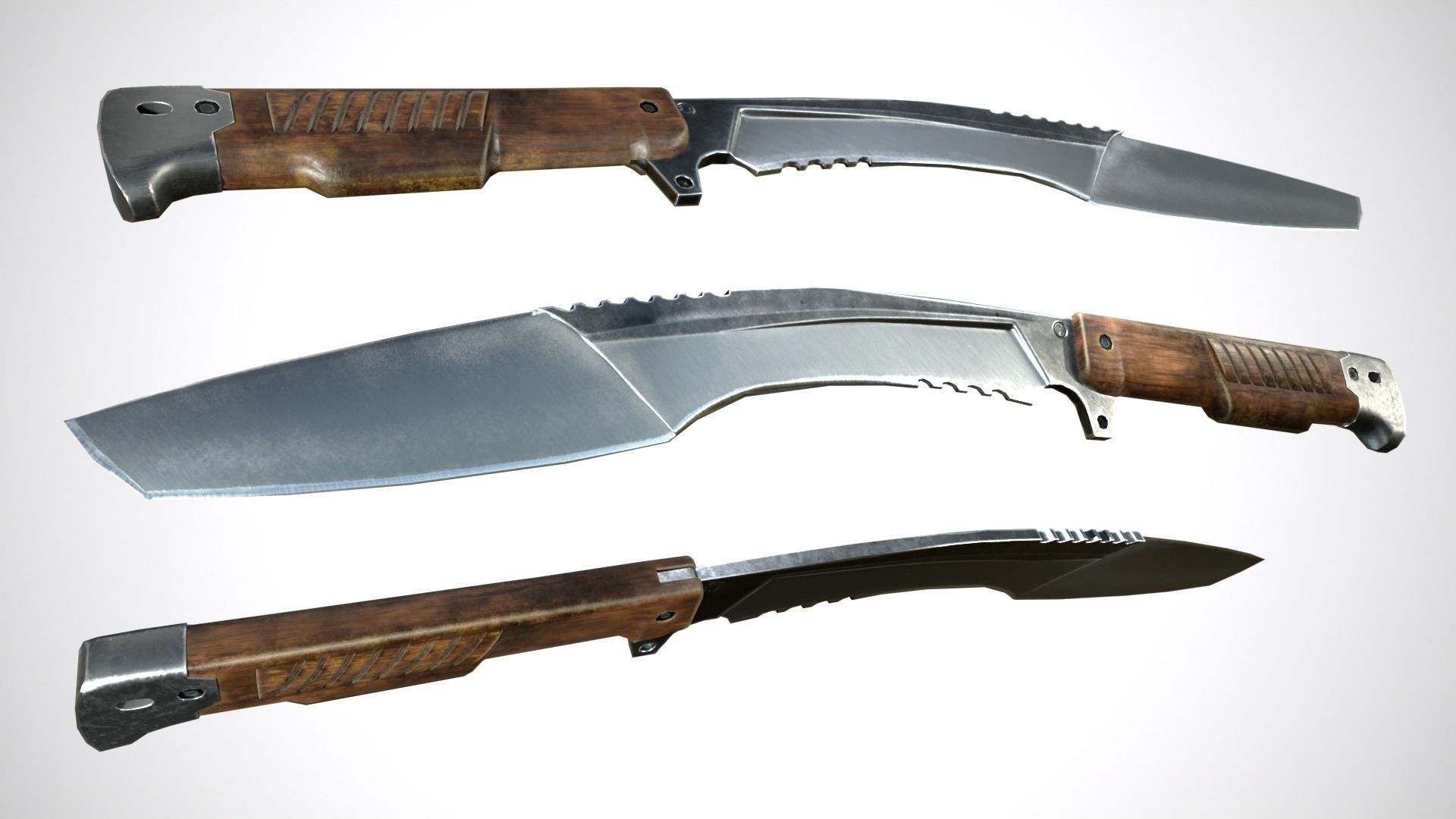 Kukri Knife Low Poly PBR Low-poly 3D model_8