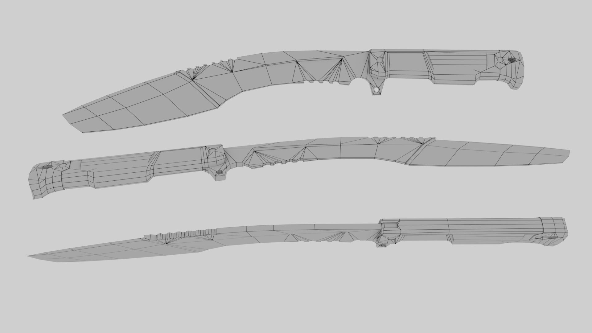 Kukri Knife Low Poly PBR Low-poly 3D model_13