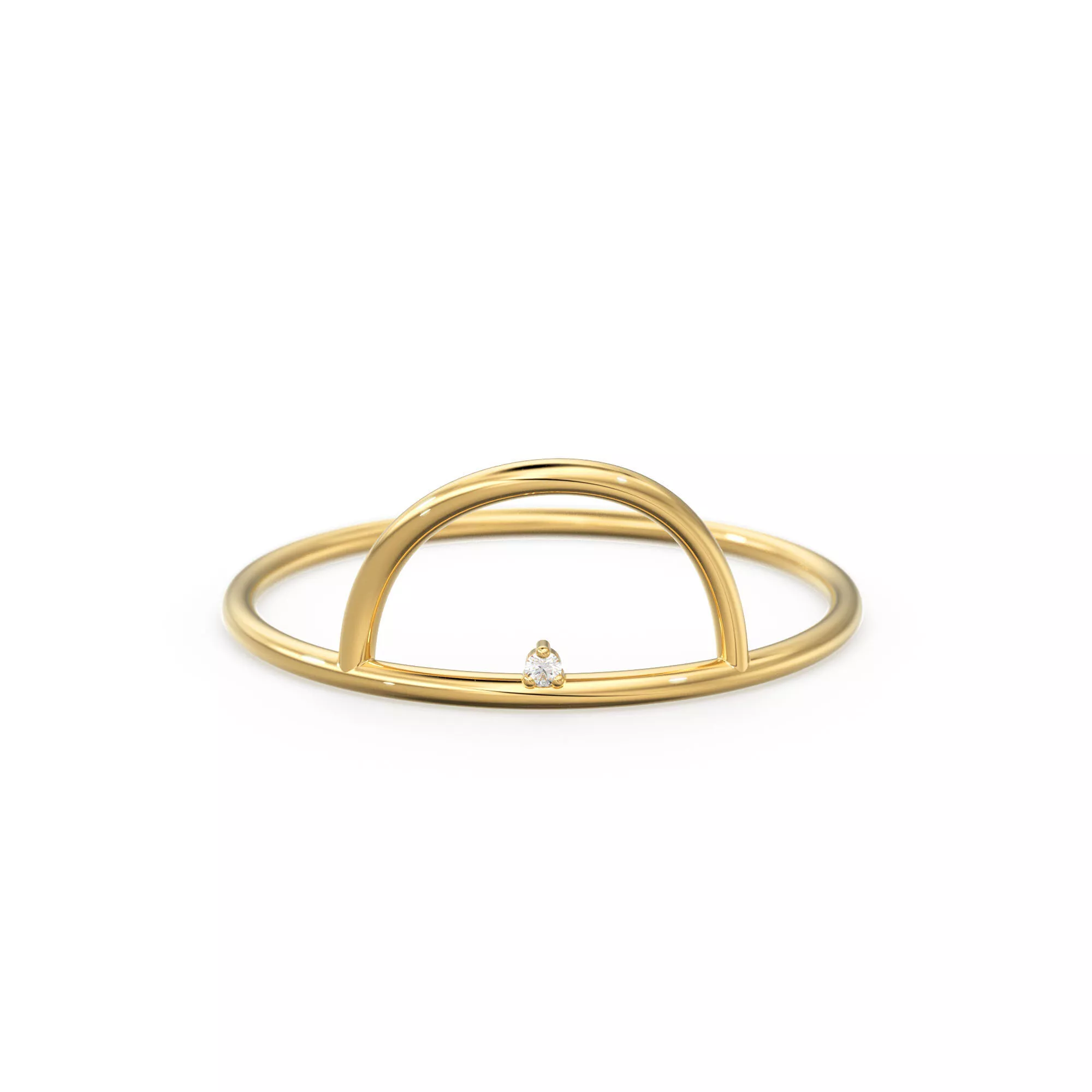Horizon Curved Diamond Gold Band Zircon Wedding Band 3D print model