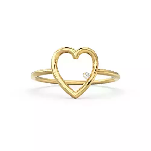 Heart Round Diamond Gold Ring Zircon Cluster Love Band