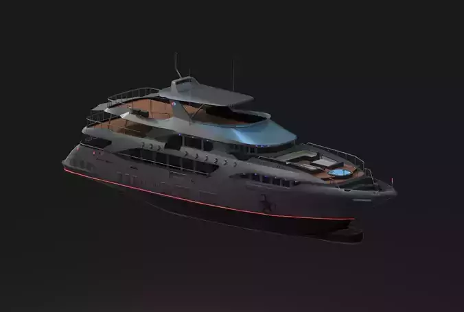Yacht Lowpoly motor Low-poly 3D model