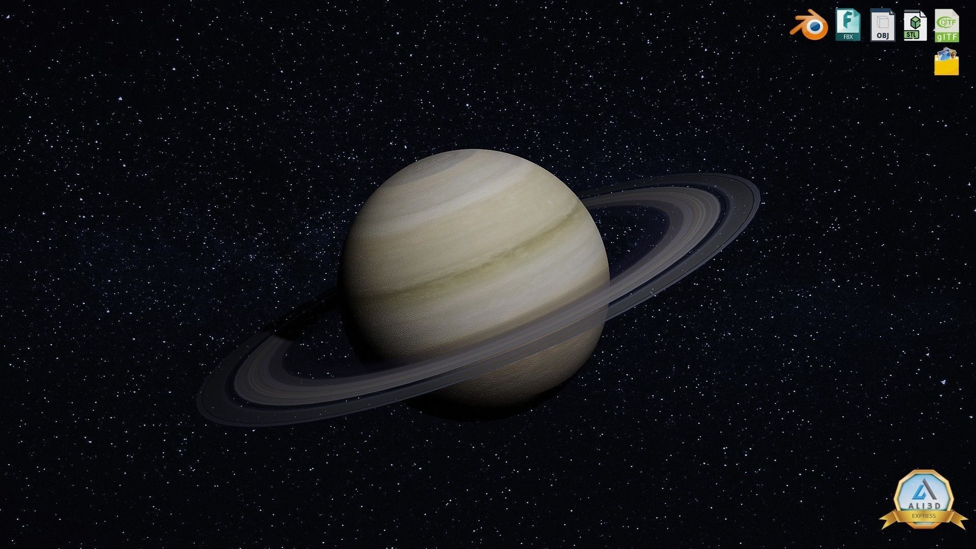 3D model Detailed Saturn with rings Planet in Space 8k Textures VR / AR ...