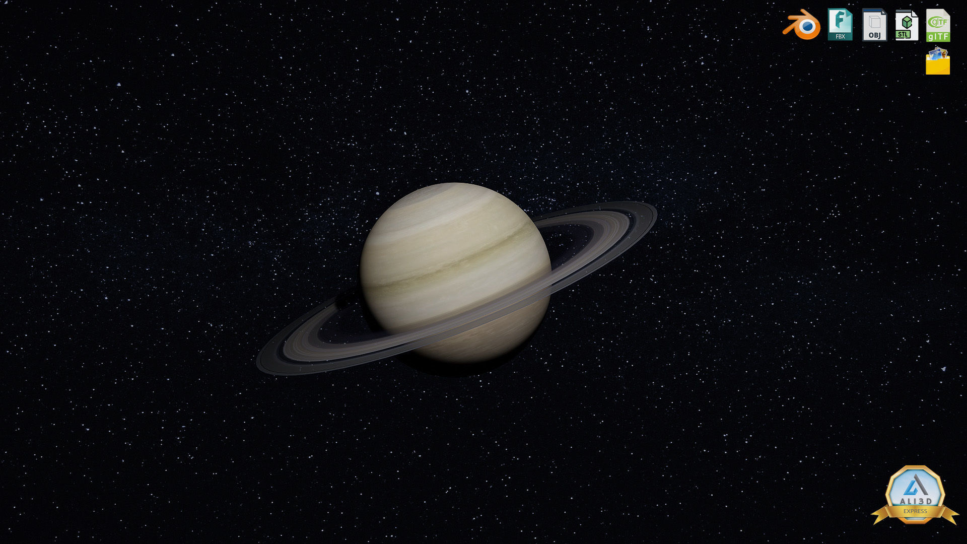 3D model Detailed Saturn with rings Planet in Space 8k Textures VR / AR ...