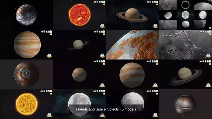 Planets and Space Objects 3D Model Collection