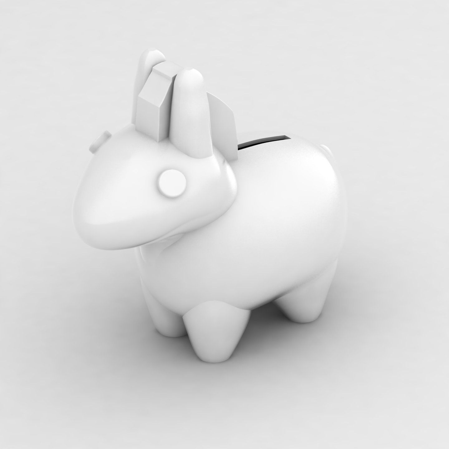 Donkey piggy bank 3D print model_8