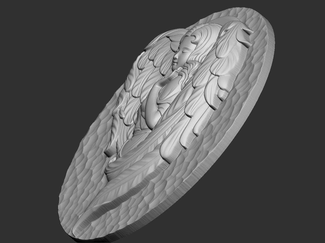 angel gold medallion with 3D print model_6