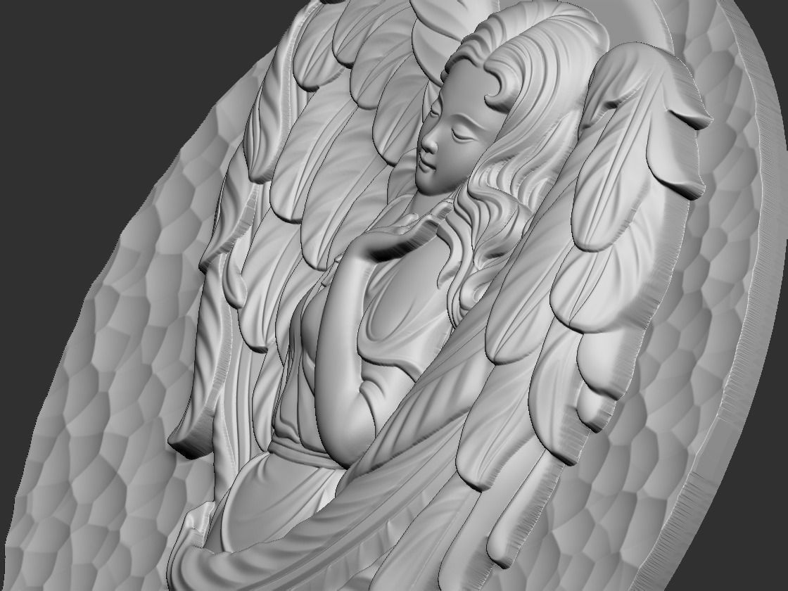 angel gold medallion with 3D print model_5