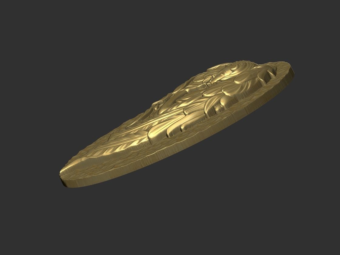 angel gold medallion with 3D print model_2