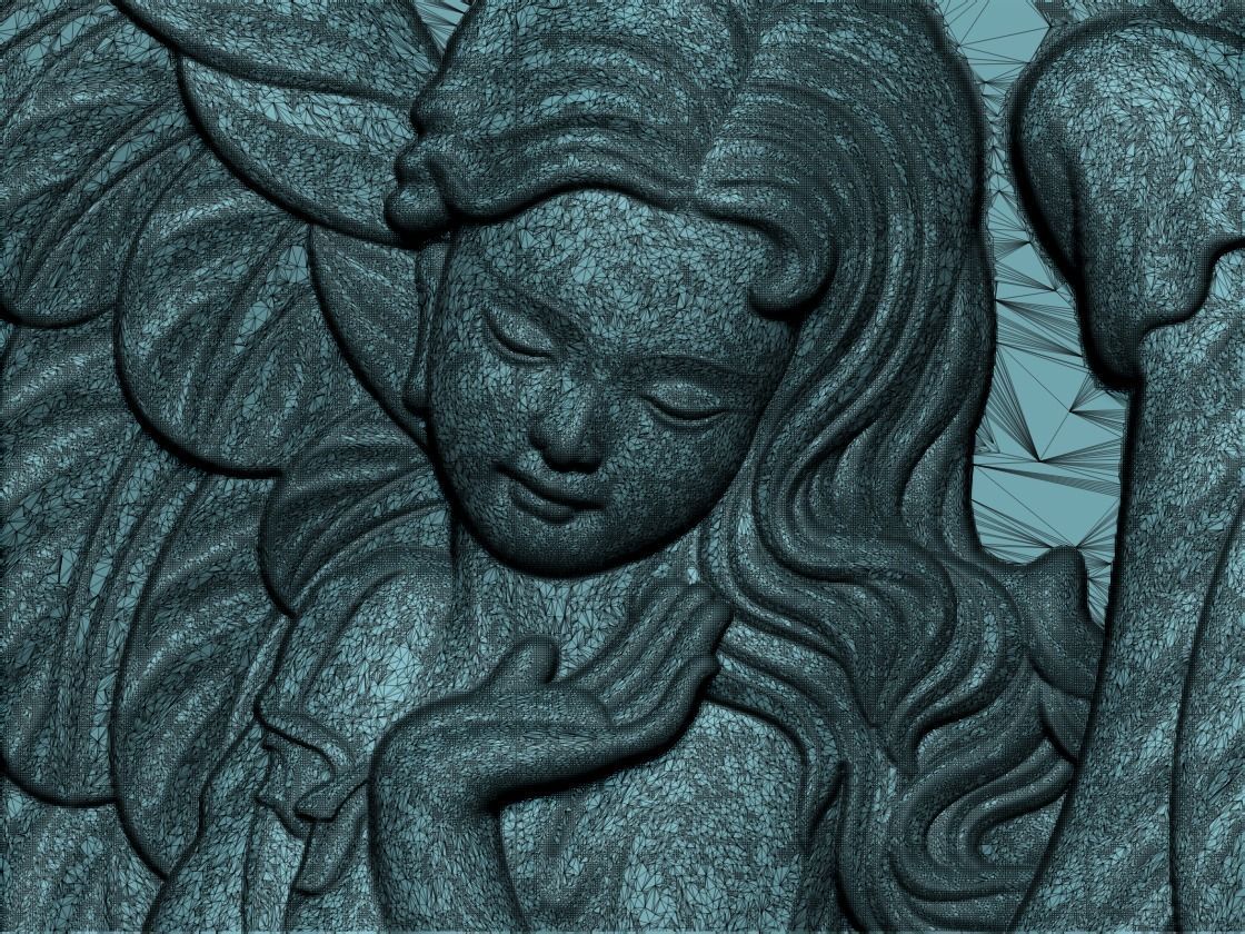 angel gold medallion with 3D print model_7