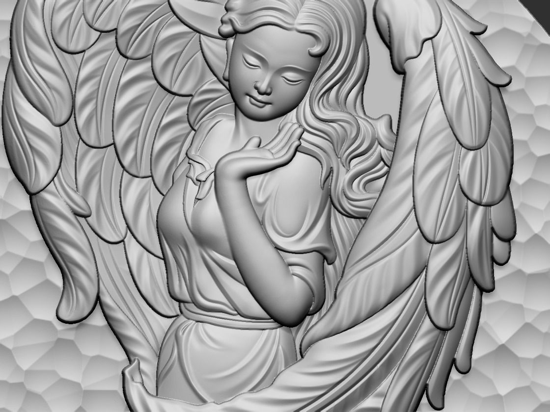 angel gold medallion with 3D print model_4