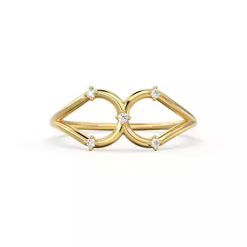 Double Loop Diamond Statement Ring Zircon Wedding Band