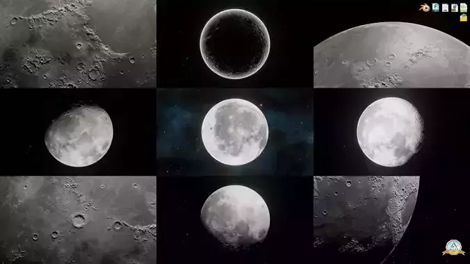 The Moon with 16K Texture and Height Map Low-poly 3D model