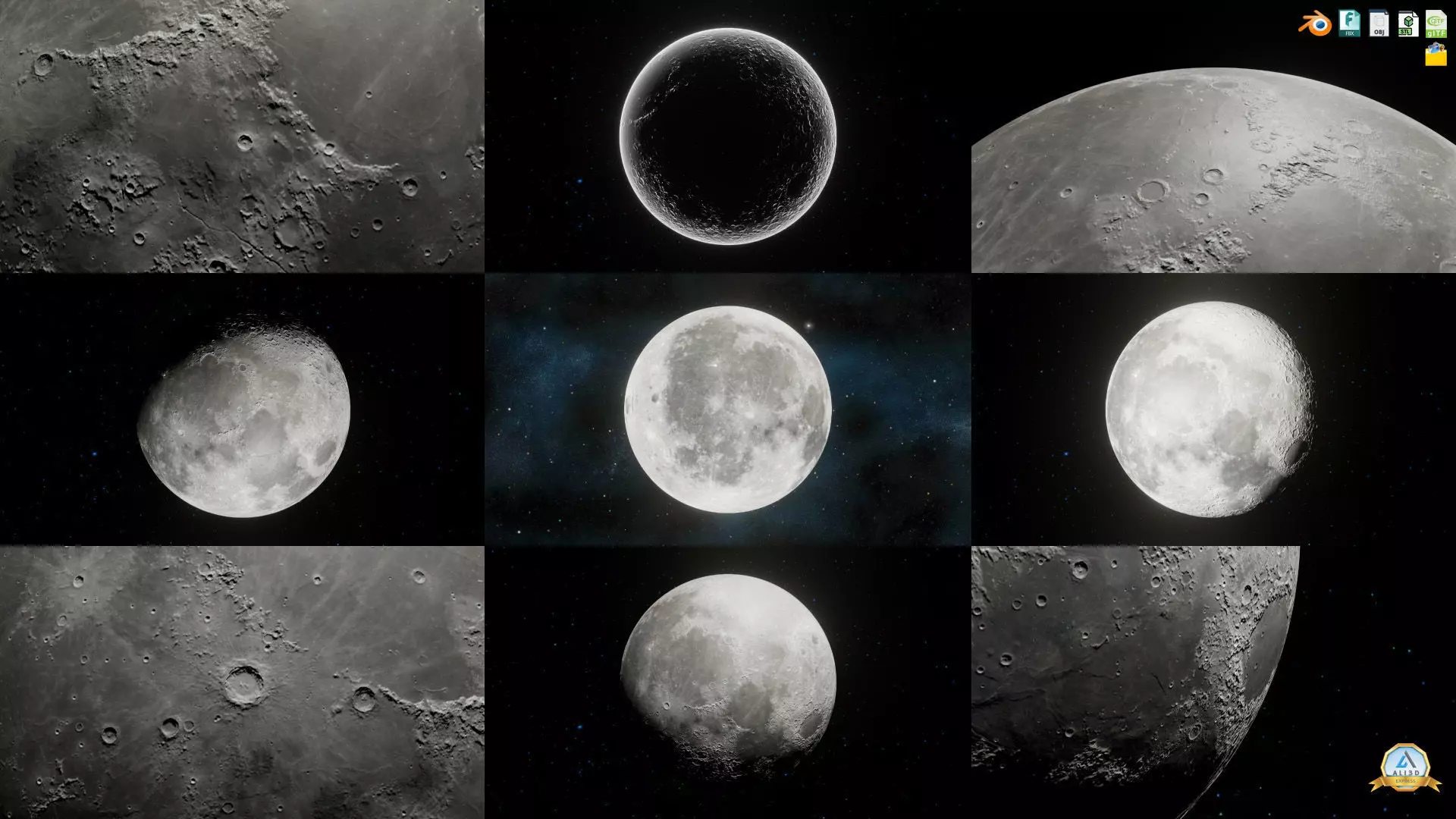 The Moon with 16K Texture and Height Map Low-poly 3D model_0