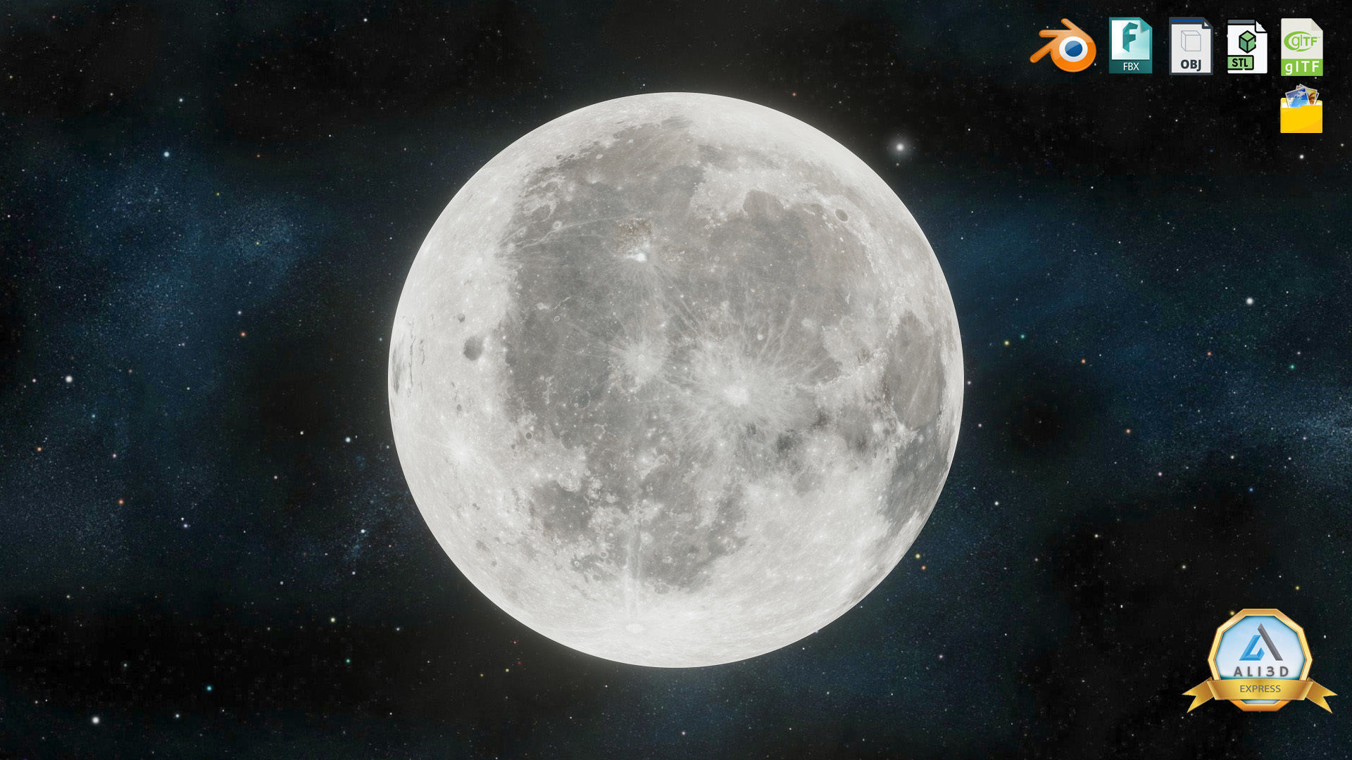 The Moon with 16K Texture and Height Map Low-poly 3D model_1