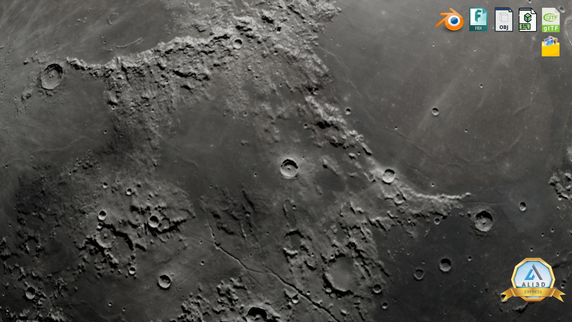 The Moon with 16K Texture and Height Map Low-poly 3D model_5
