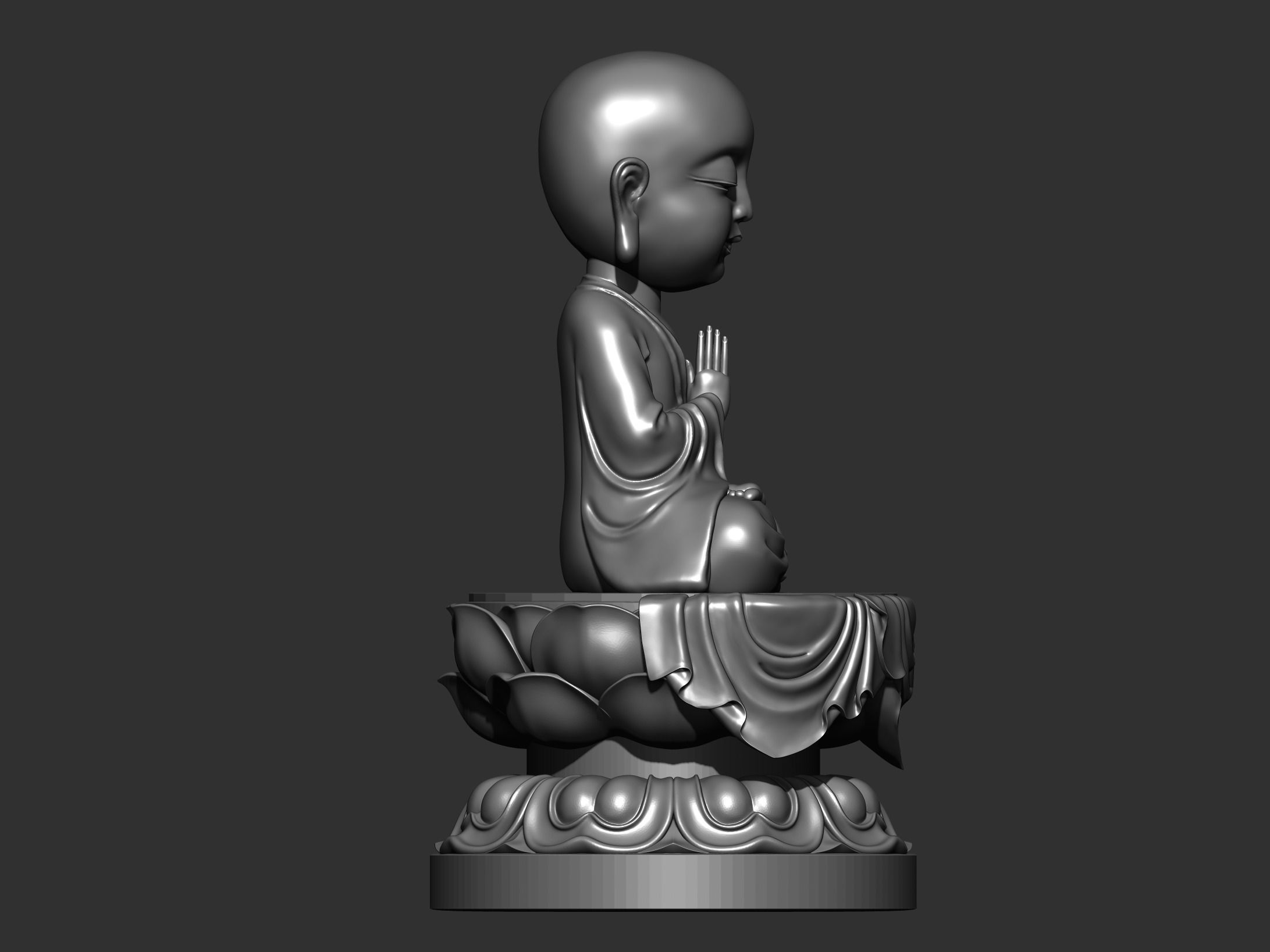 little monk praying 3D print model_2