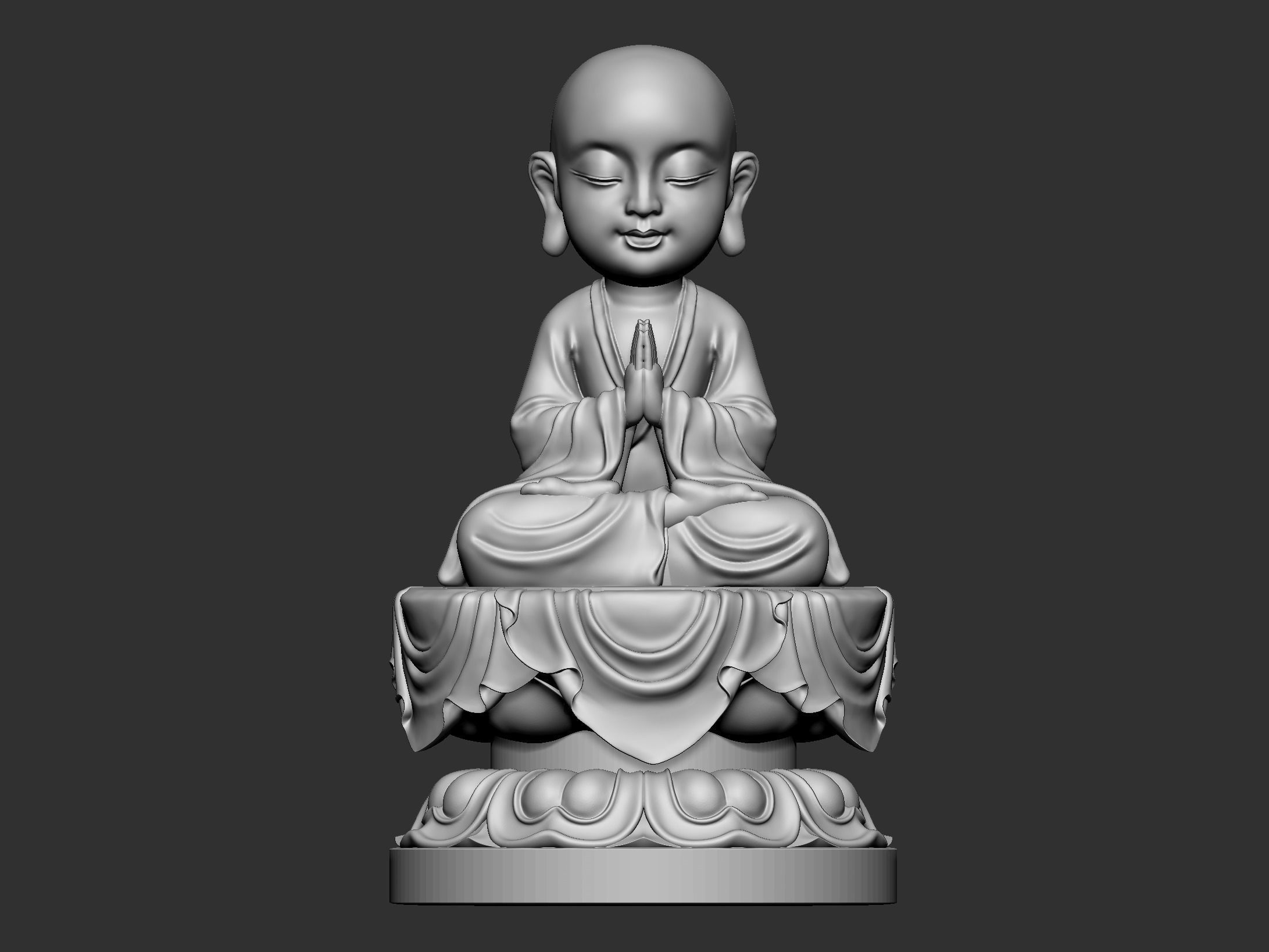 little monk praying 3D print model_3