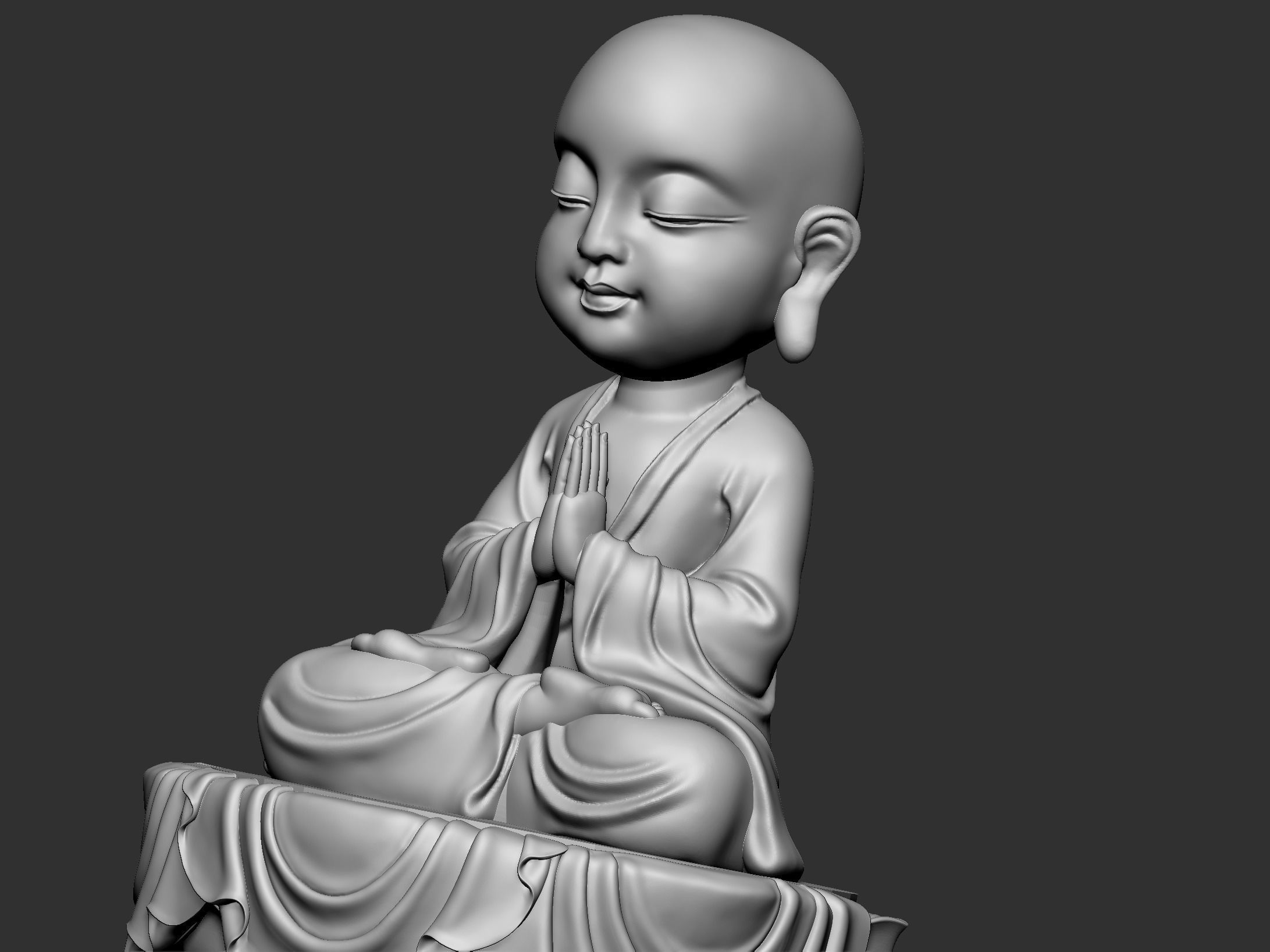 little monk praying 3D print model_6