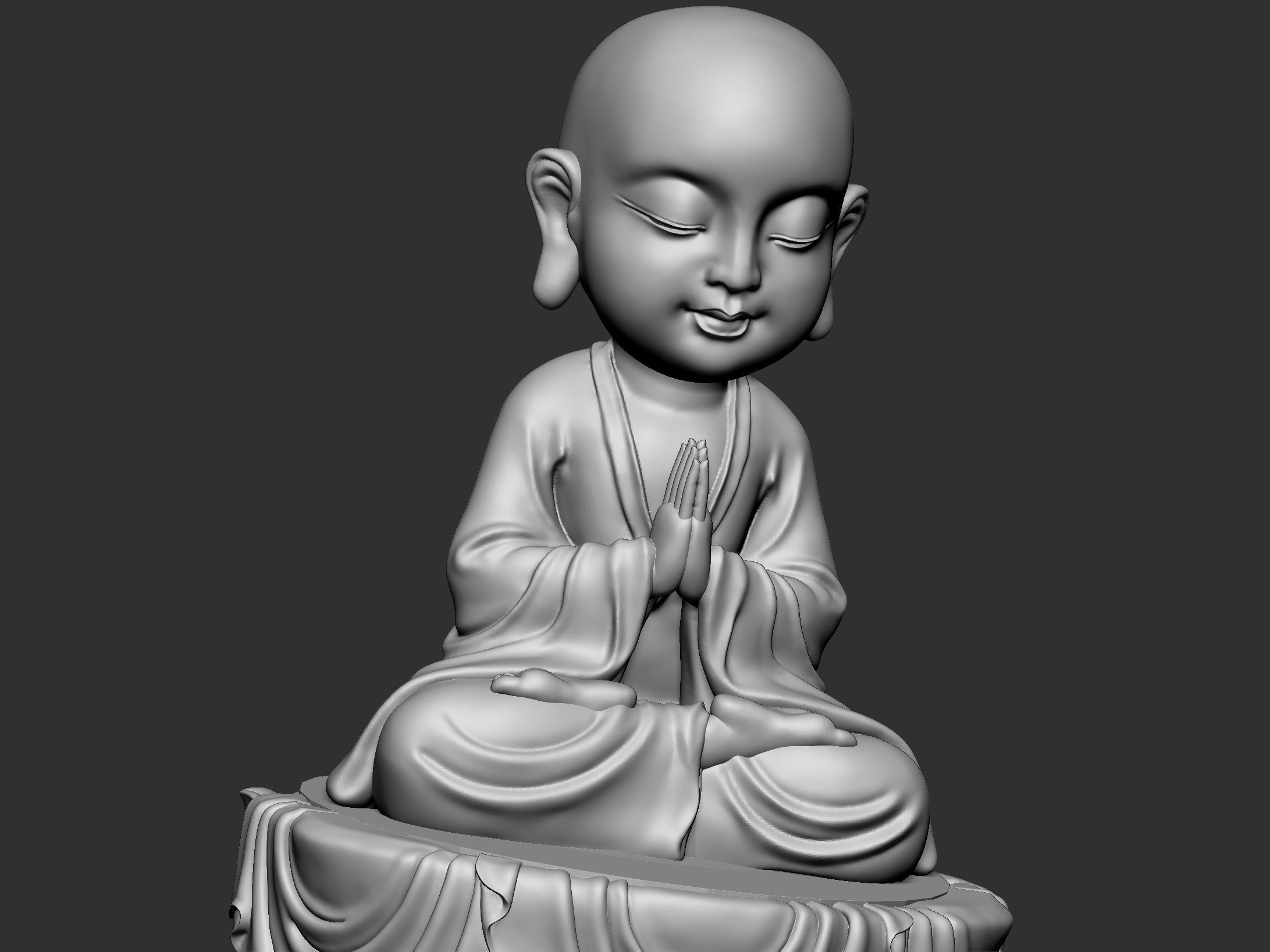 little monk praying 3D print model_7
