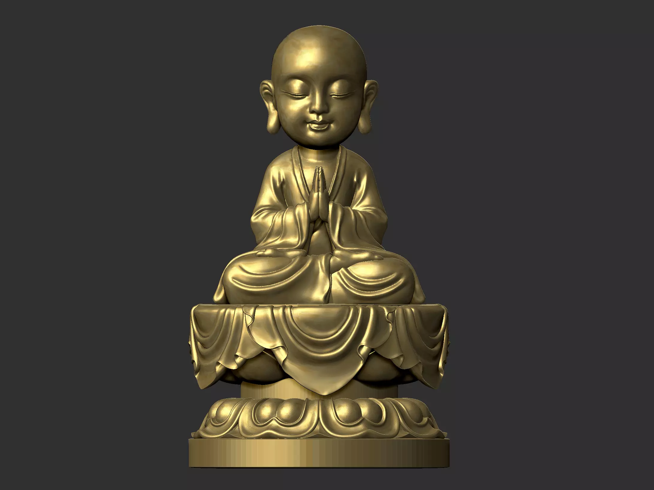little monk praying 3D print model_0