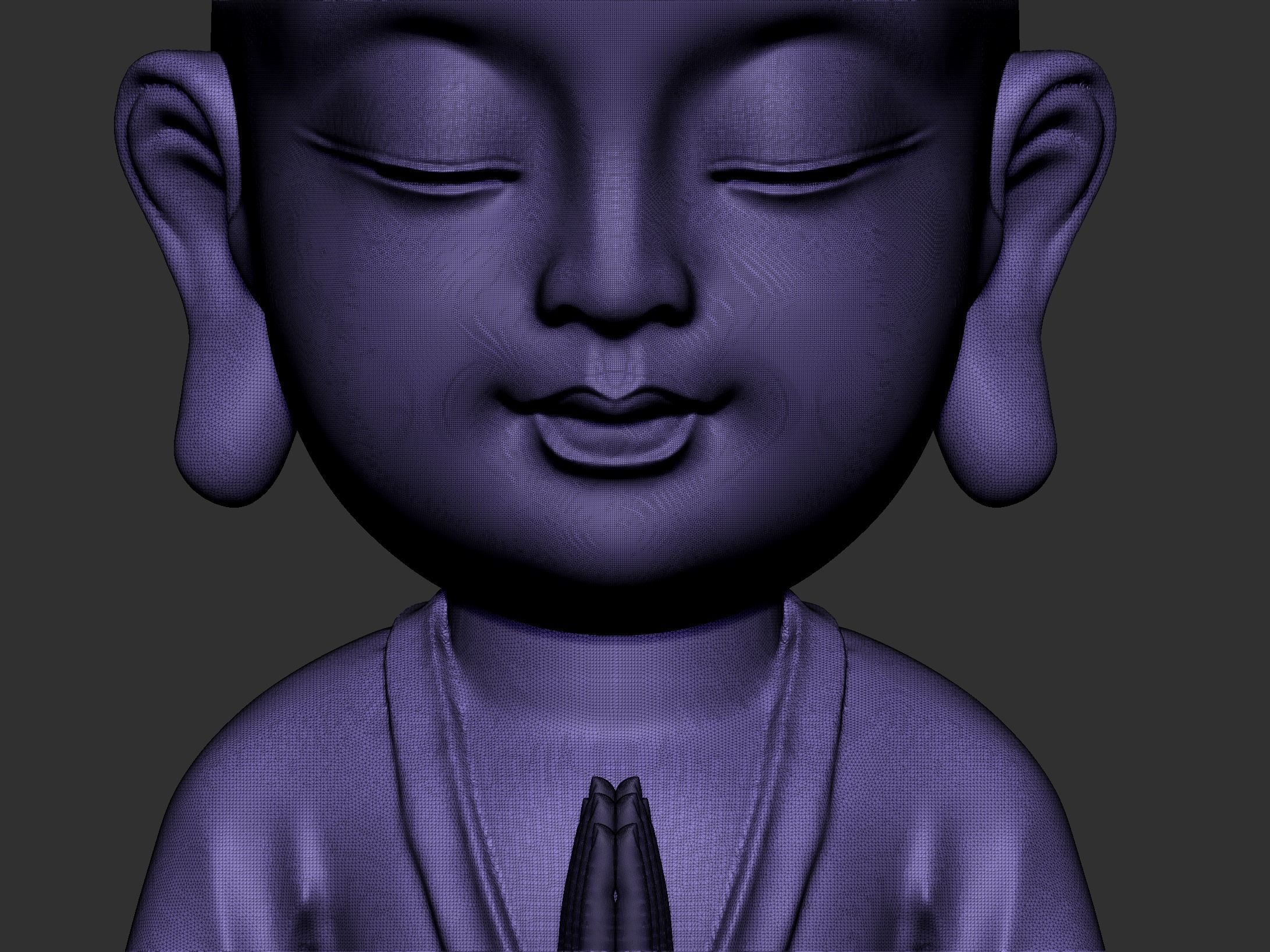 little monk praying 3D print model_9