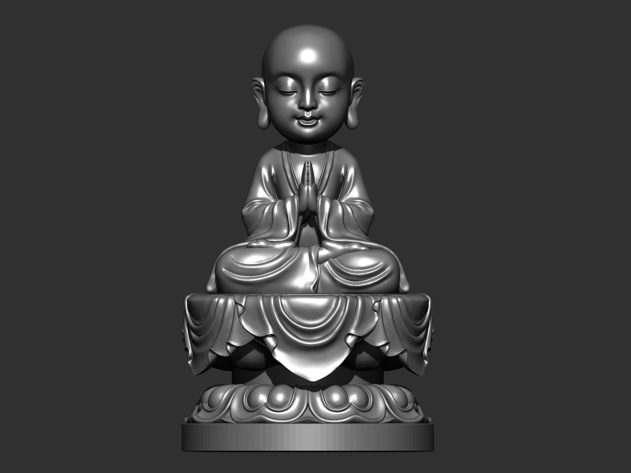 little monk praying 3D print model_1