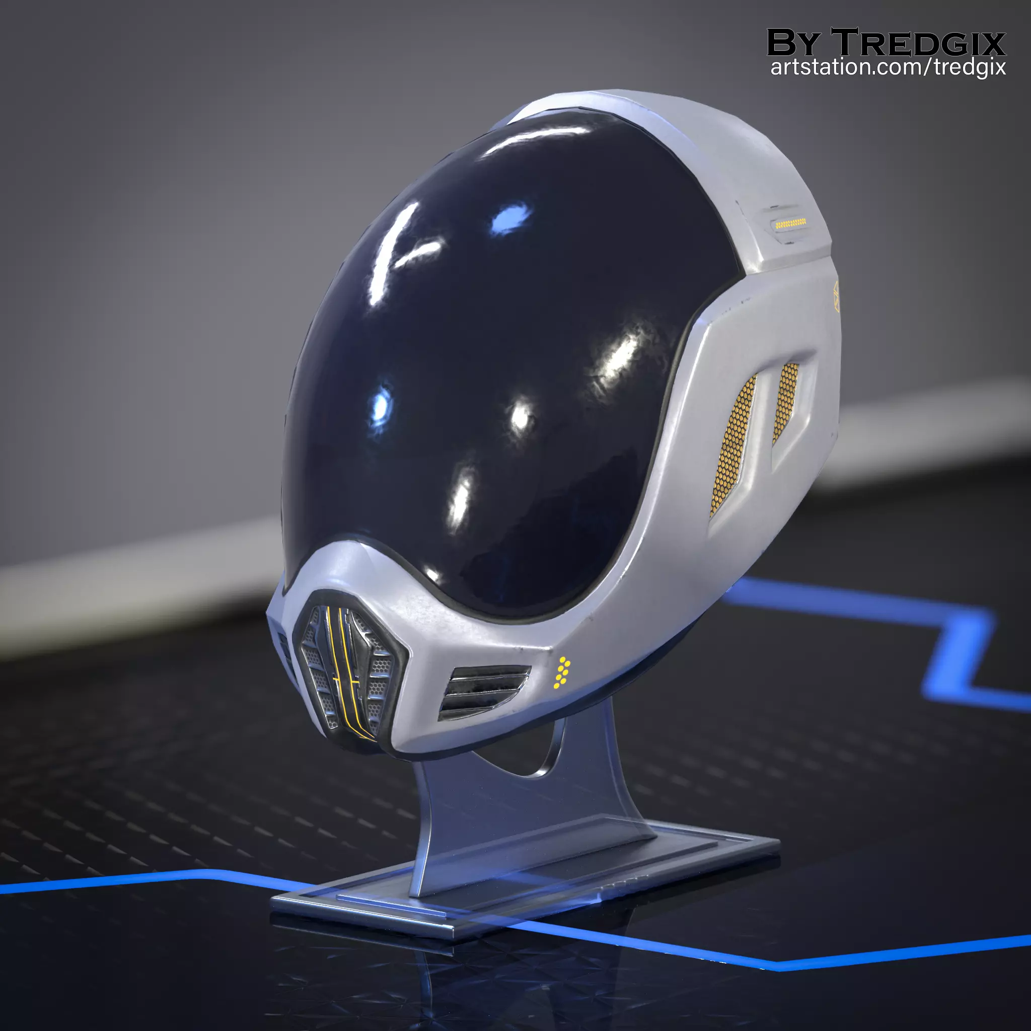 Sci-fi helmet Low-poly 3D model_0
