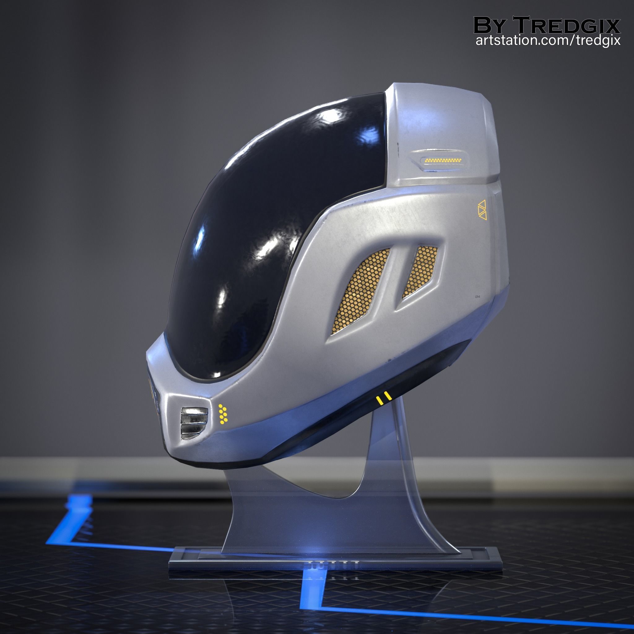 Sci-fi helmet Low-poly 3D model_2