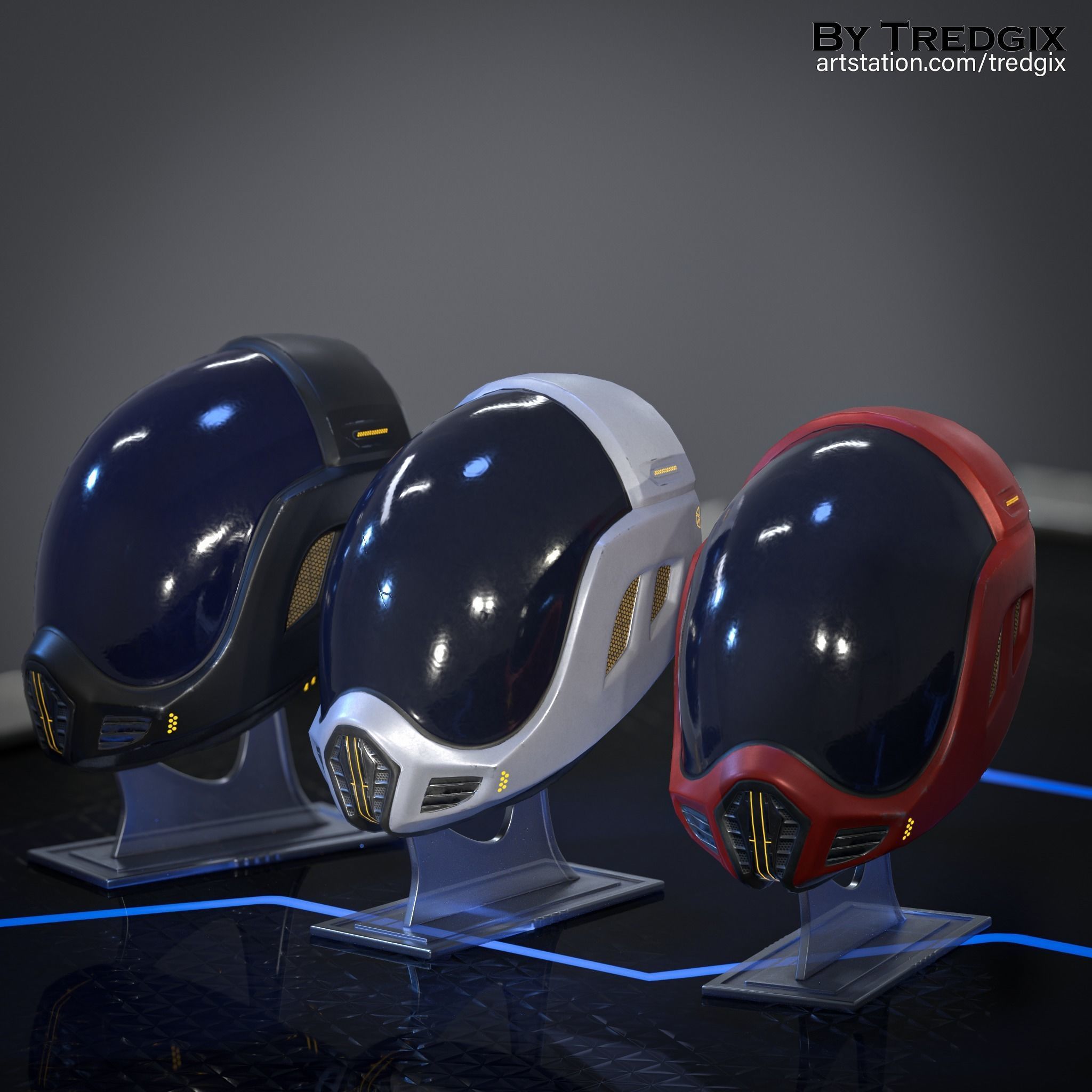 Sci-fi helmet Low-poly 3D model_5