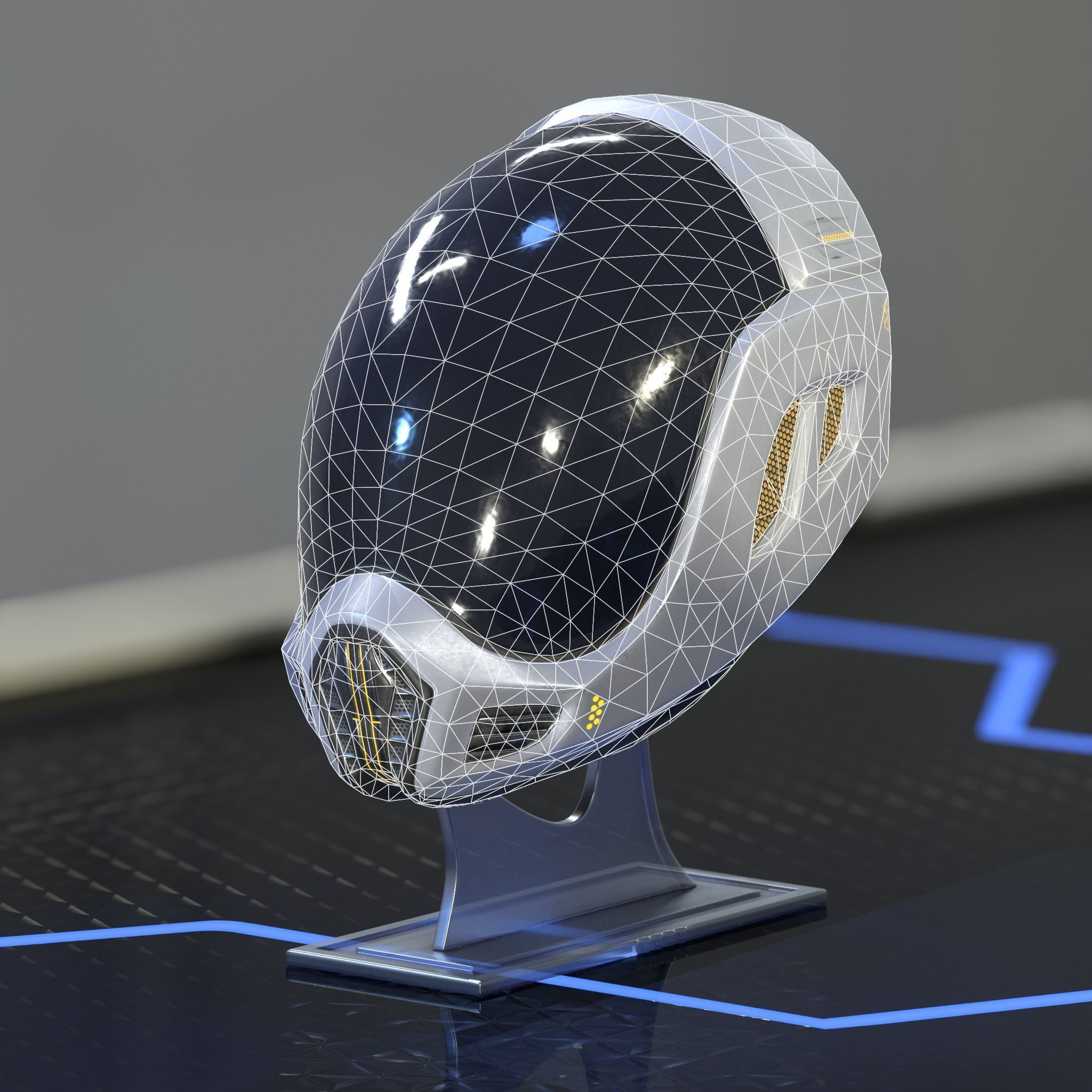 Sci-fi helmet Low-poly 3D model_8