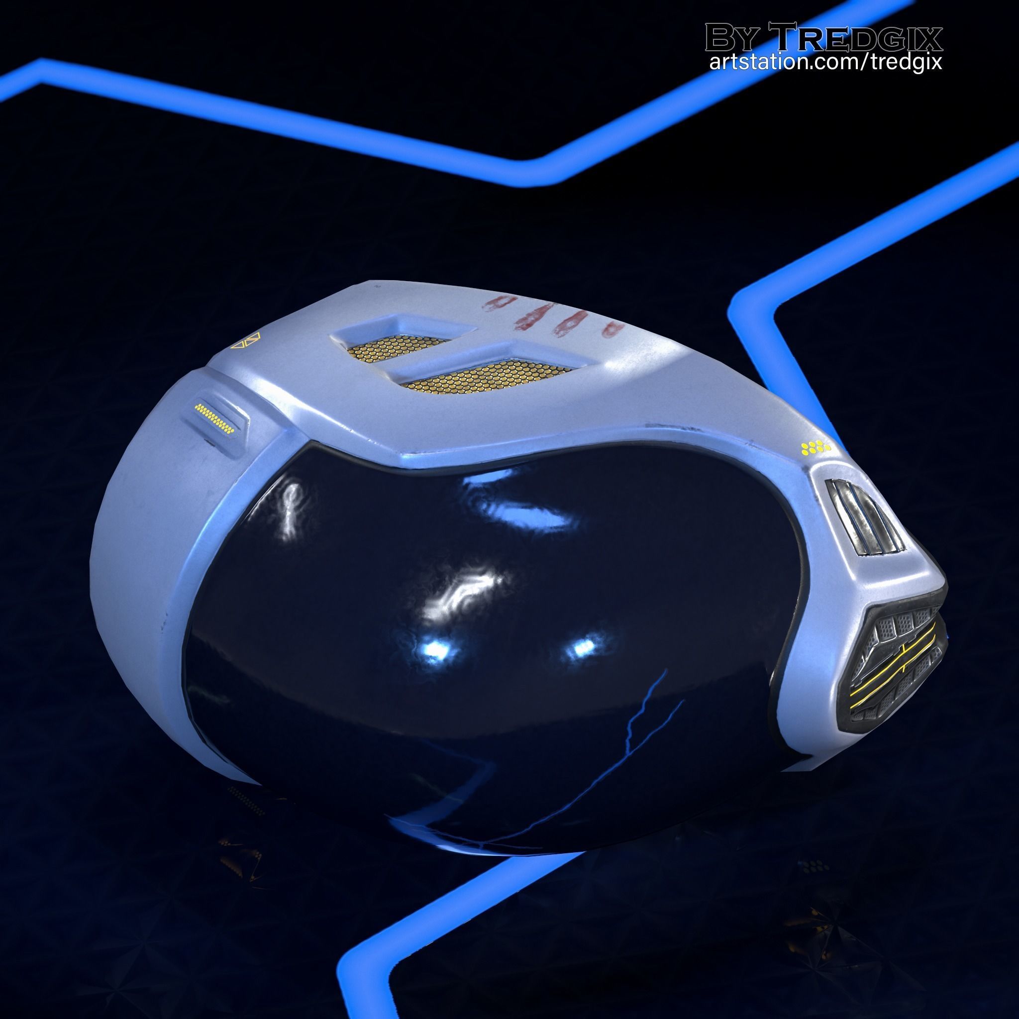 Sci-fi helmet Low-poly 3D model_6