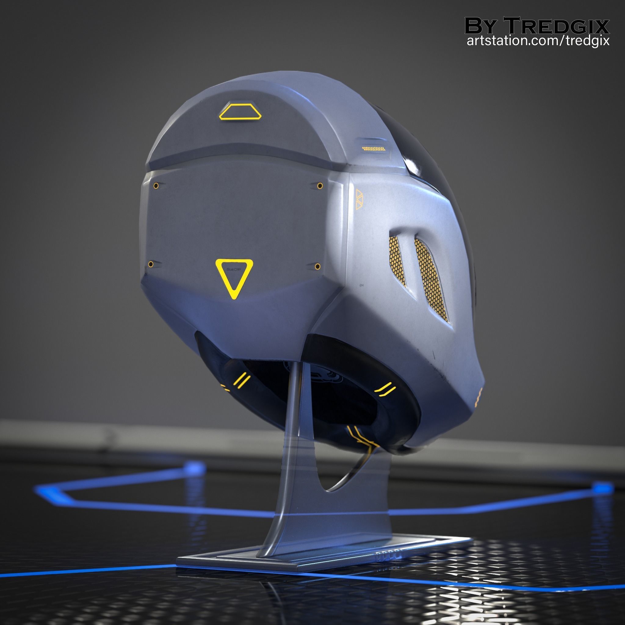 Sci-fi helmet Low-poly 3D model_4