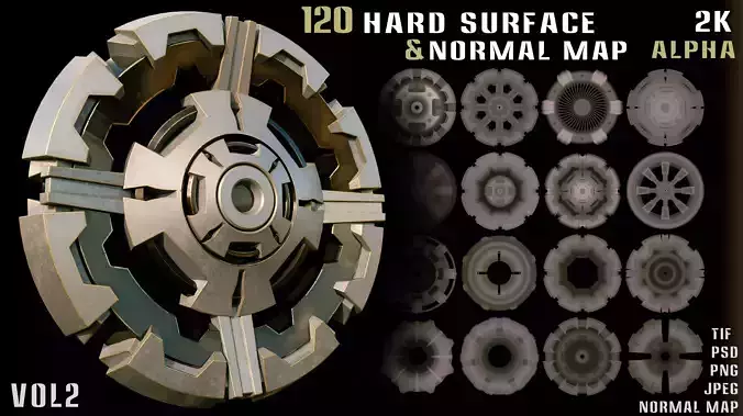 120 Hardsurfase Alpha and Normal Map-Vol2