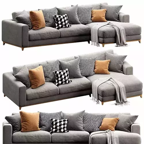 Nick Scali Spencer Chaise Lounge 3D model 2