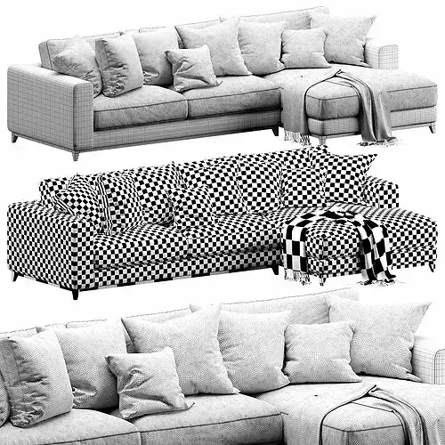 Nick Scali Spencer Chaise Lounge 3D model 7