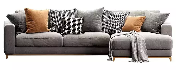 Nick Scali Spencer Chaise Lounge 3D model 4