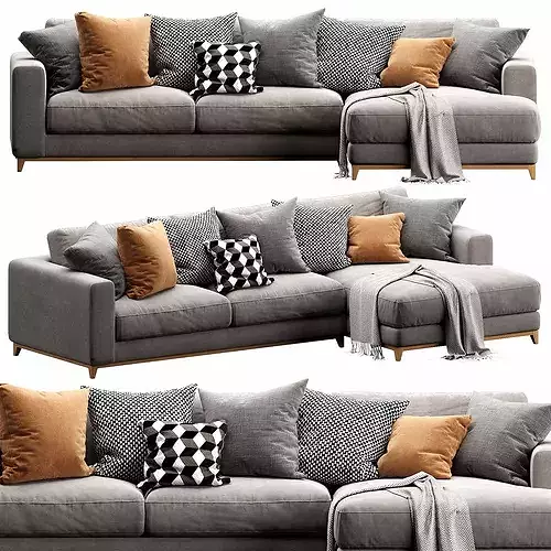 Nick Scali Spencer Chaise Lounge 3D model 5