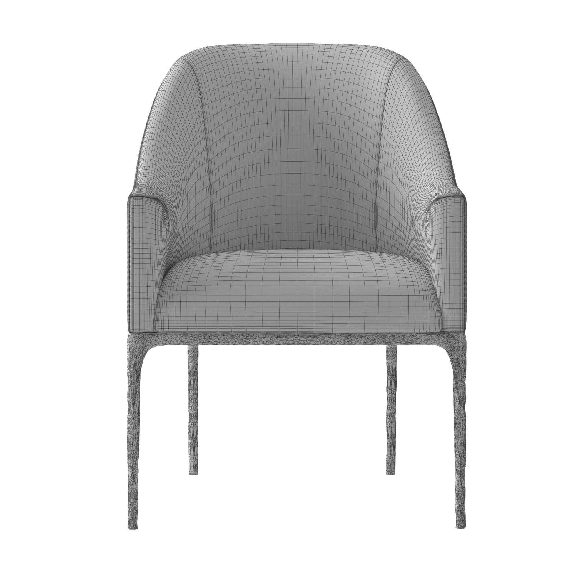 RH THADDEUS BARRELBACK SLOPE DINING ARMCHAIR Low-poly 3D model_7