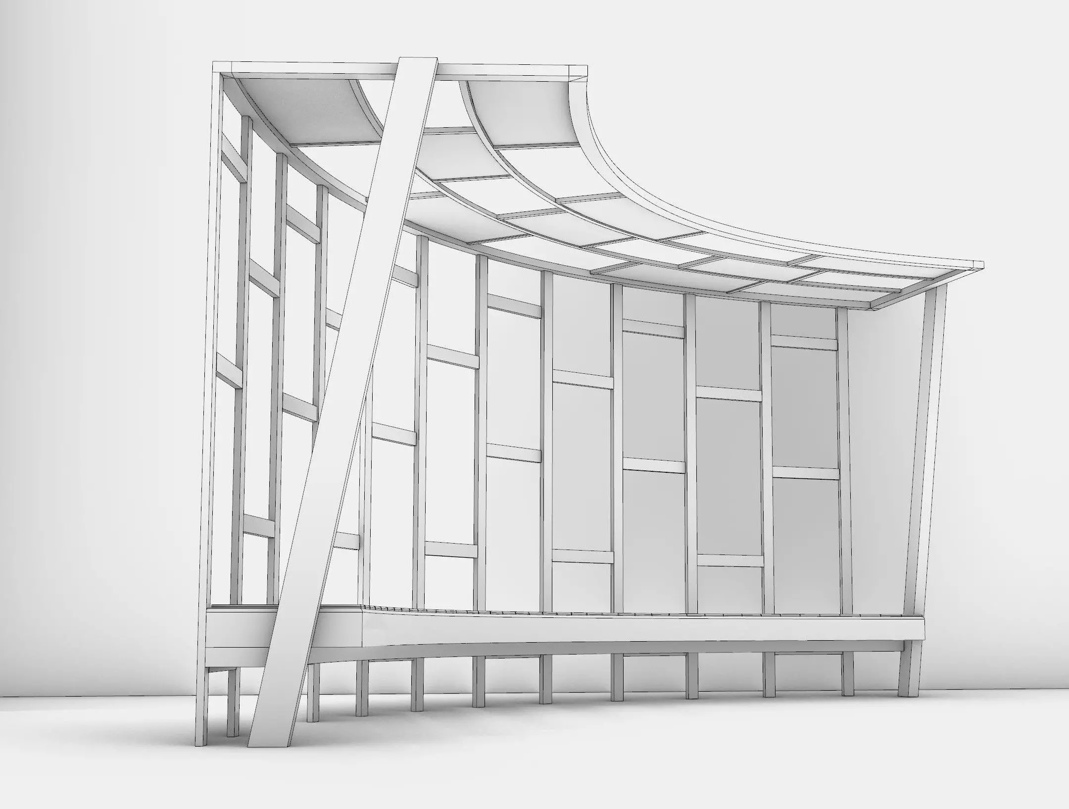 Camellia curved bench 3D model