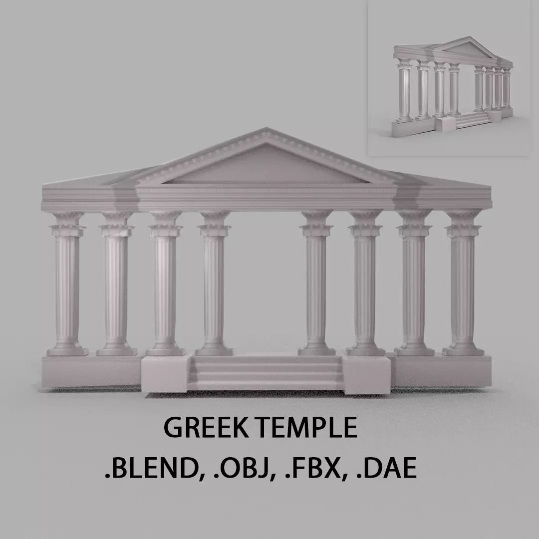 Greek Temple Low-poly 3D model