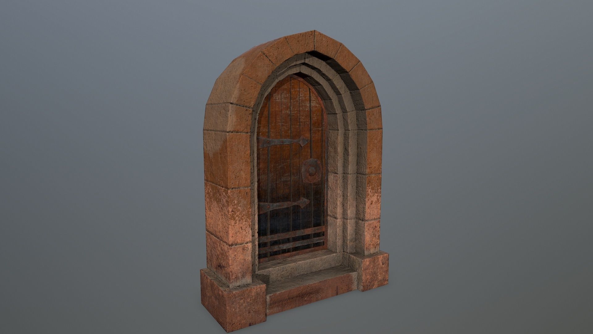 Medieval  Door Low-poly 3D model_2
